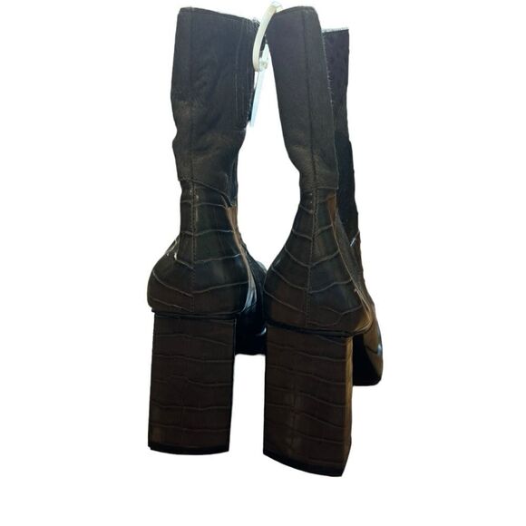 Revolve Jeffrey Campbell Calf Hair Leather Patchwork Maximal Lo Platform Bootie - Picture 7 of 12